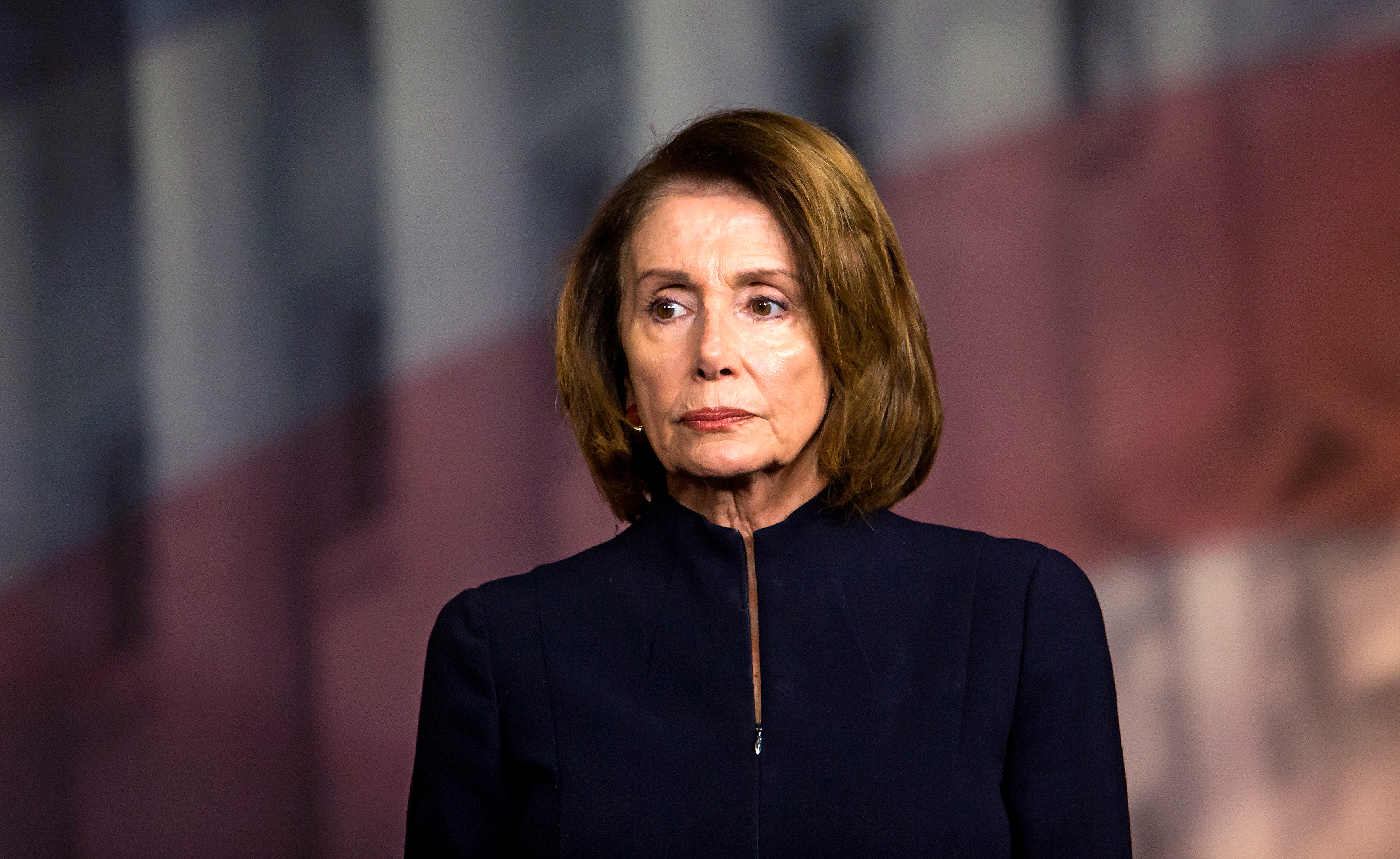 House Minority Leader Nancy Pelosi (D-Calif.) during a news conference on the day after a mass shooting at Marjory Stoneman Douglas High School.
